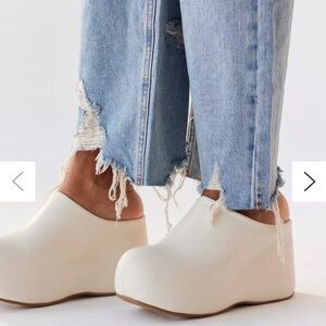 Jeffrey Campbell White “Cloggin” Mule Platforms